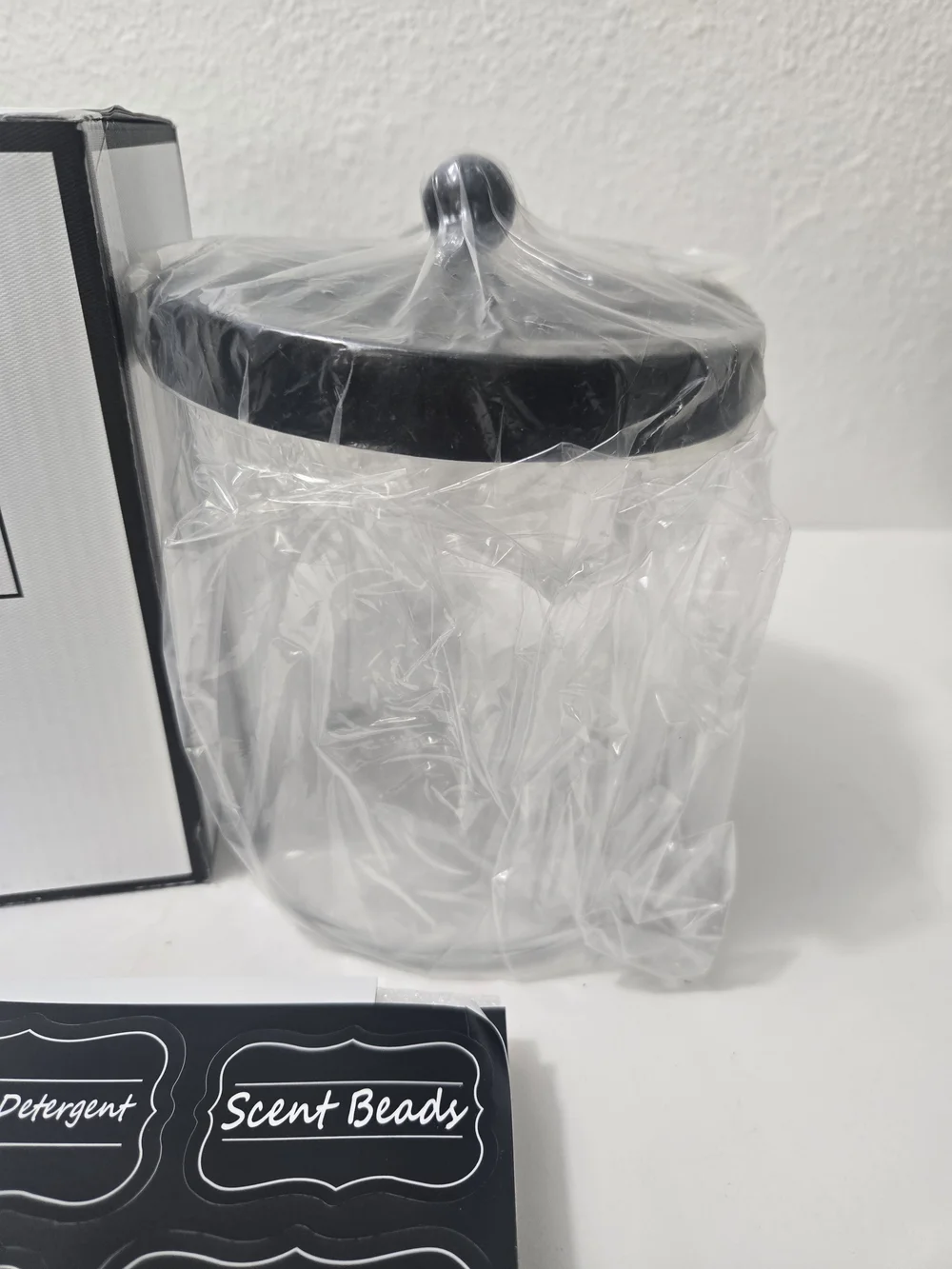 Apothecary Glass Storage Jar with Black Lid - Clear